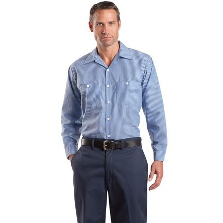 Red Kap - Long Sleeve Striped Industrial Work Shirt. CS10