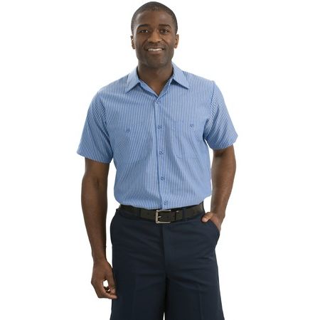 Red Kap - Short Sleeve Striped Industrial Work Shirt. CS20