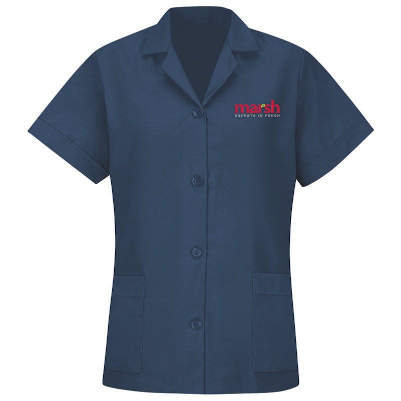 Women's Loose Fit Button Smock - Short Sleeve. MRS10 (MRSH T (587-c1) - left chest)
